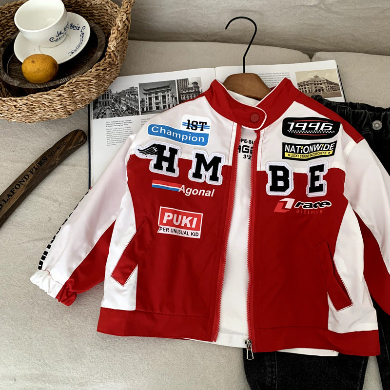 Boys' autumn color blocked baseball jersey