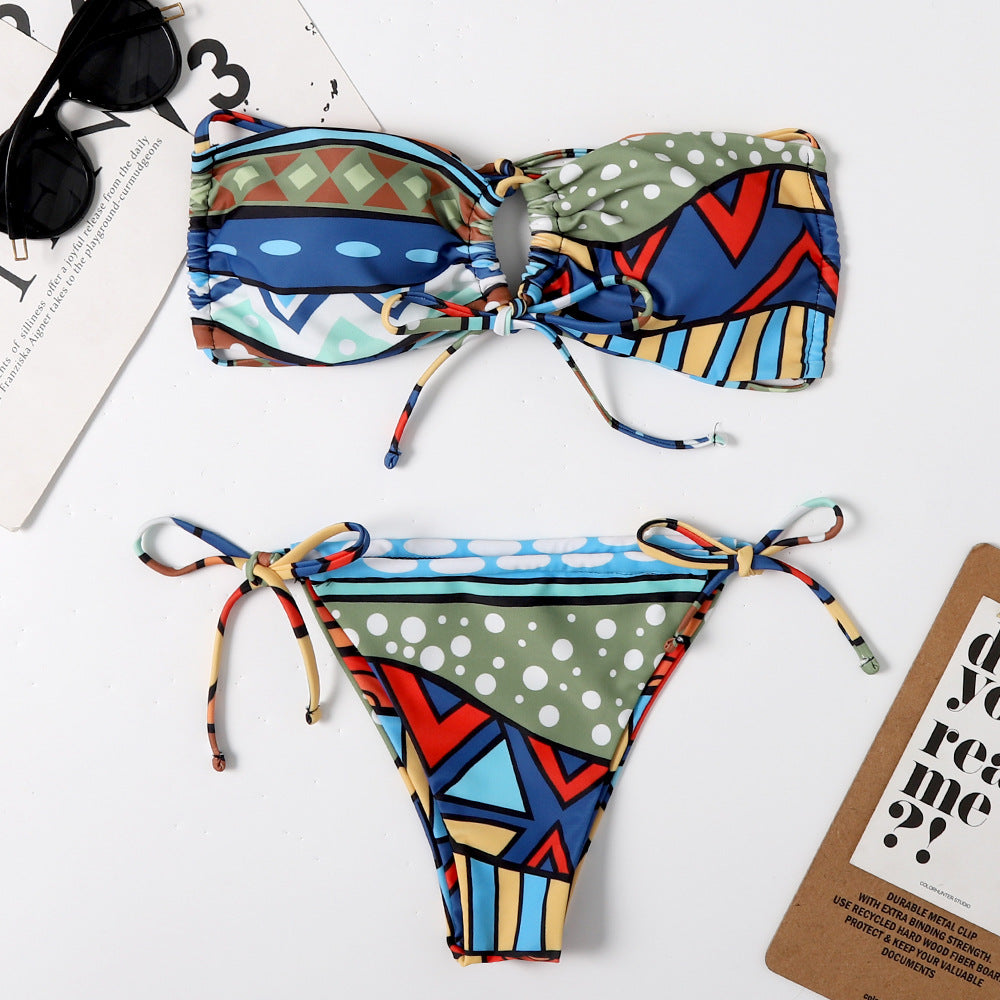 Split triangle bikini swimsuit