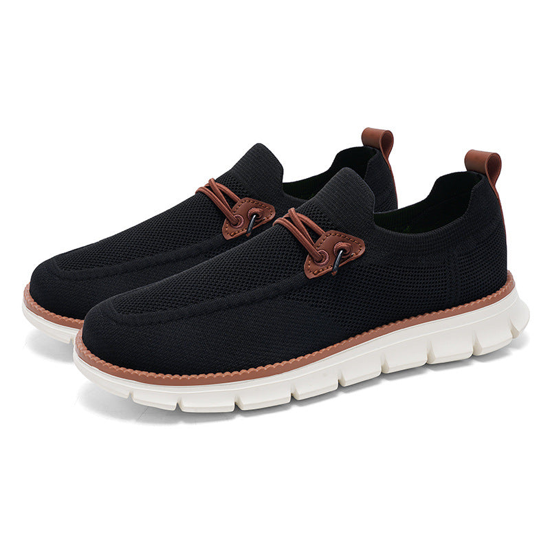 Lightweight lace up casual men's shoes breathable fly woven men's size
