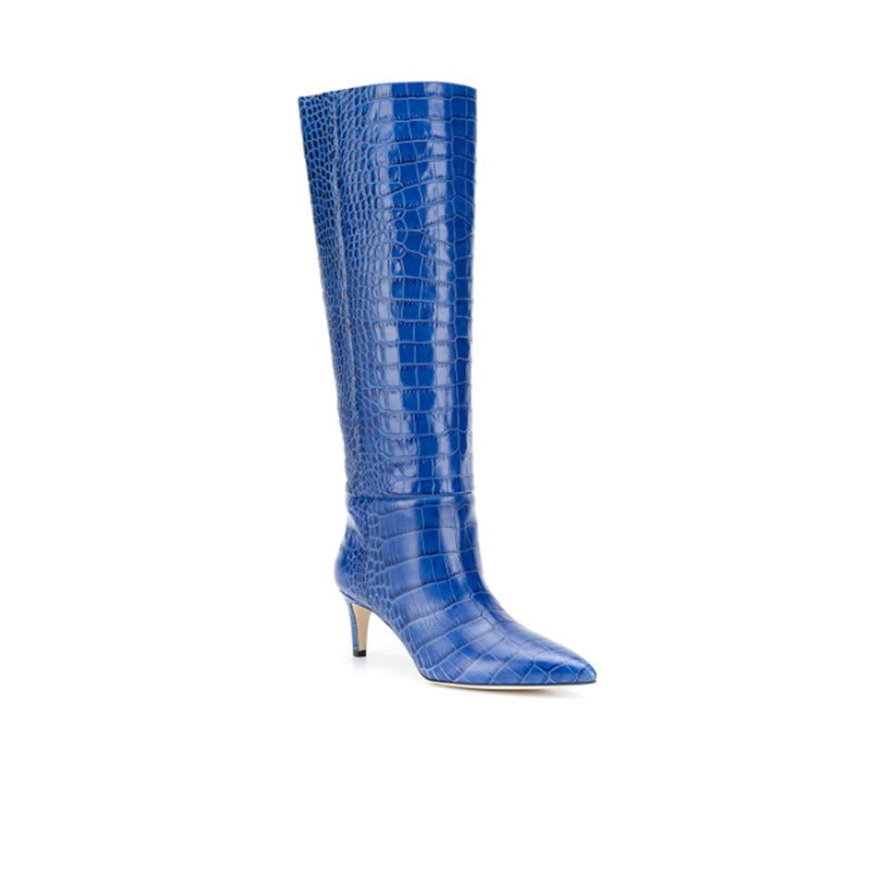 sexy high heels western boots fashion knee high boots women microfiber thin high heel long boots pointed toe autumn winter boots