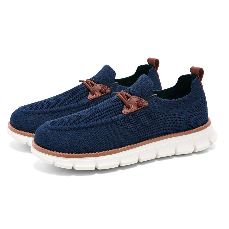 Lightweight lace up casual men's shoes breathable fly woven men's size
