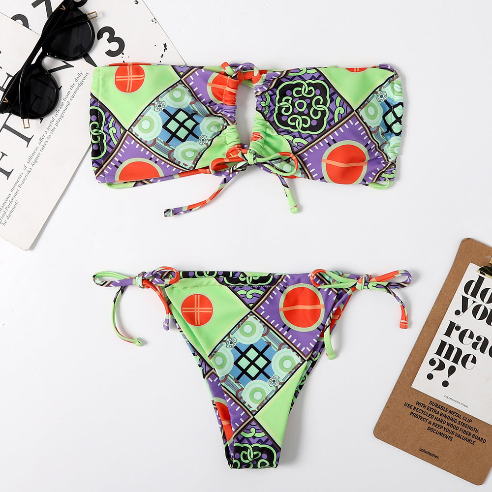 Split triangle bikini swimsuit