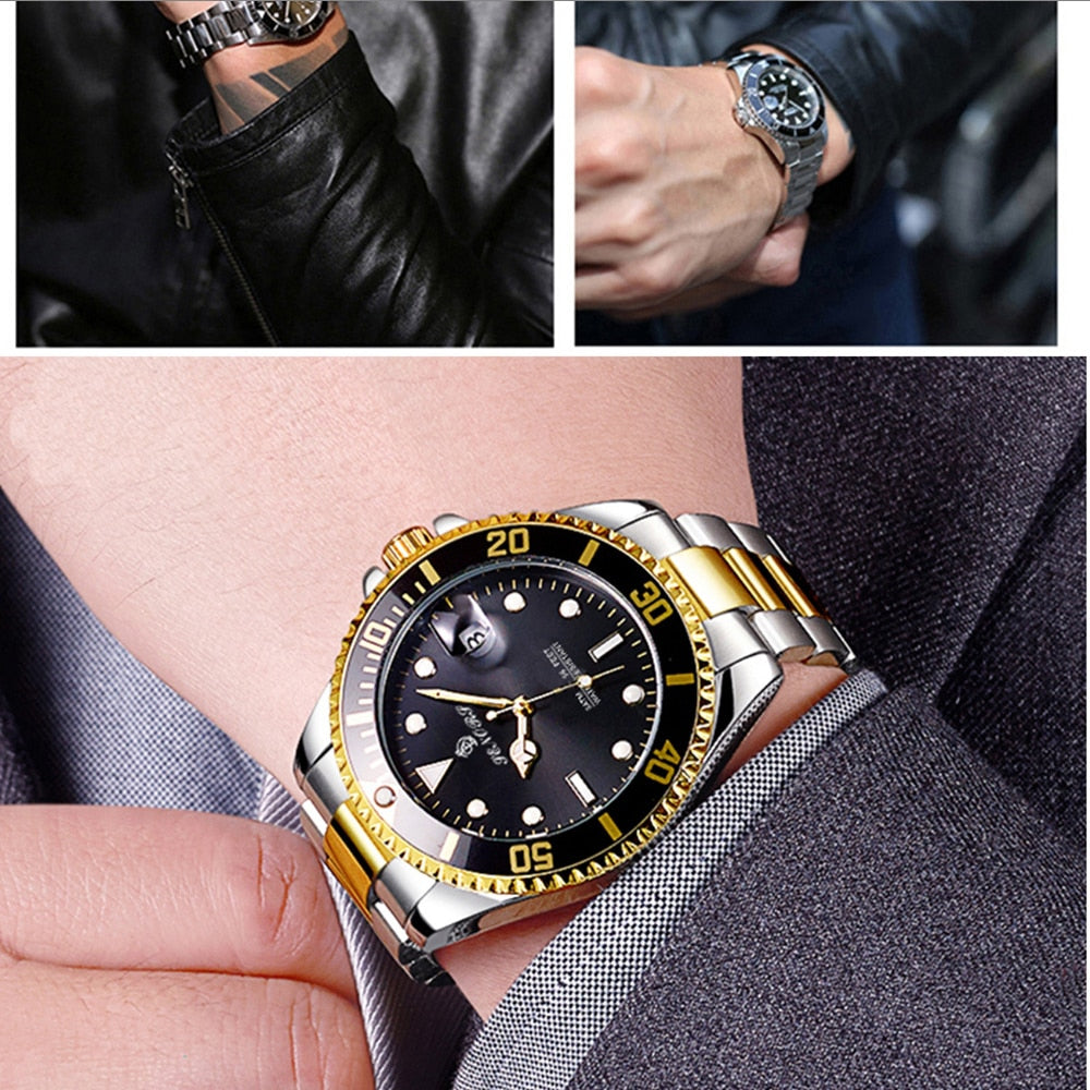 Brand Luxury Men Watches Automatic Black Watch Men Stainless Steel Waterproof Business Sport Mechanical Wristwatch Sub Mariner