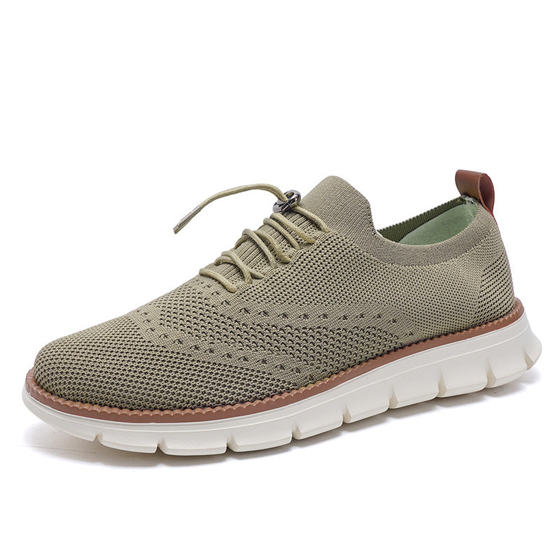 Lightweight lace up casual men's shoes breathable fly woven men's size