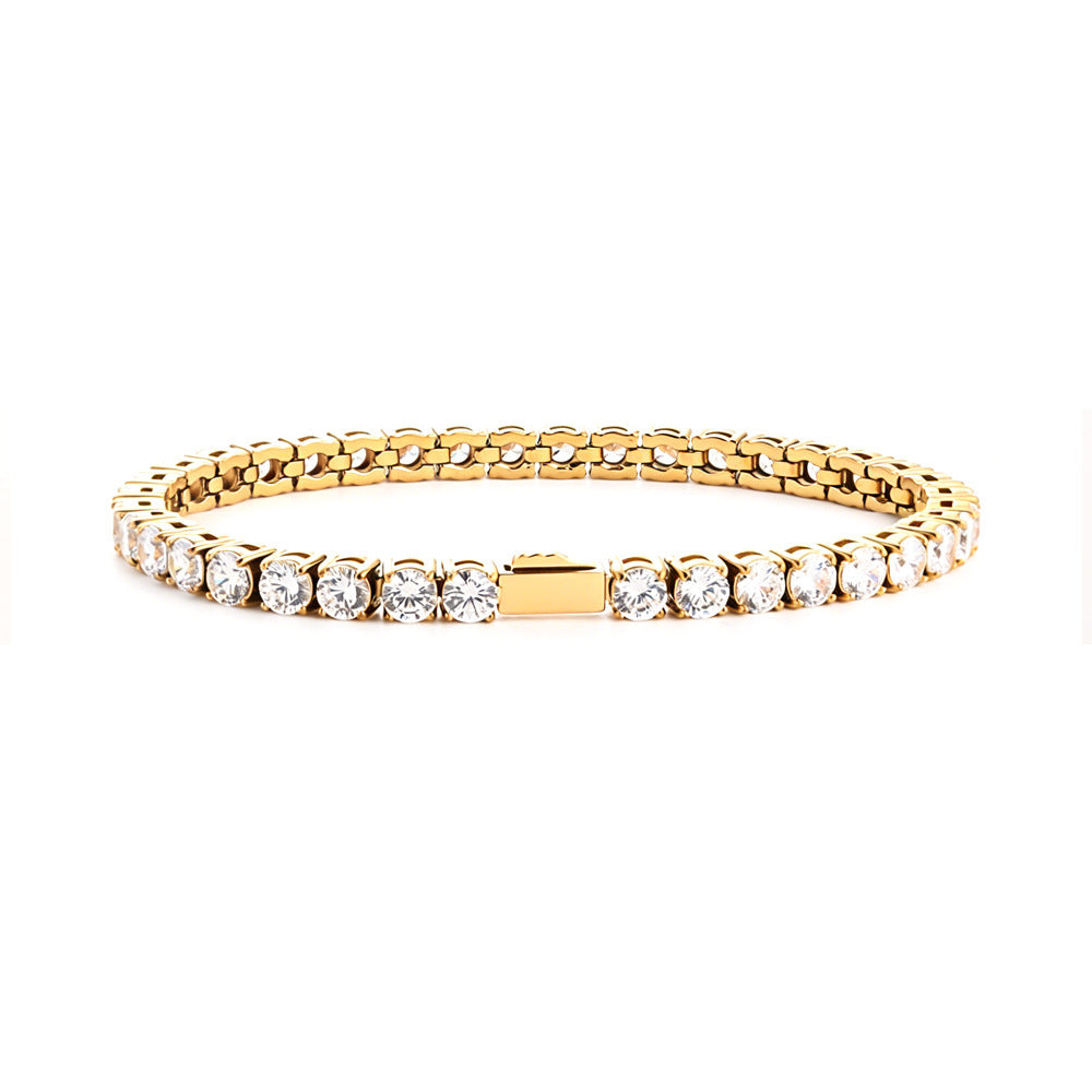 3-5MM Tennis Chain Hip-Hop Stainless Steel Zircon Bracelet