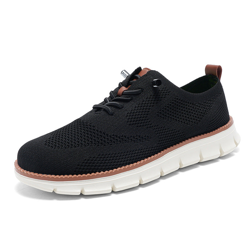 Lightweight lace up casual men's shoes breathable fly woven men's size