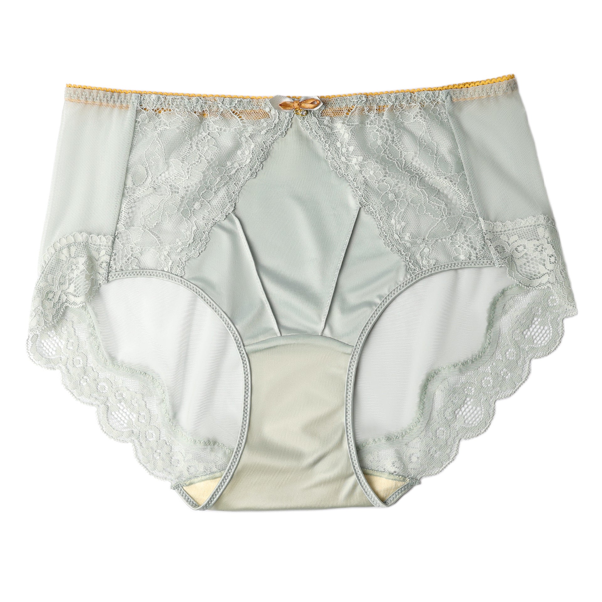 Luxury Mid-High Waist Women's Underwear with Silk-Cotton Lining Antibacterial Mesh Sexy Lace Design