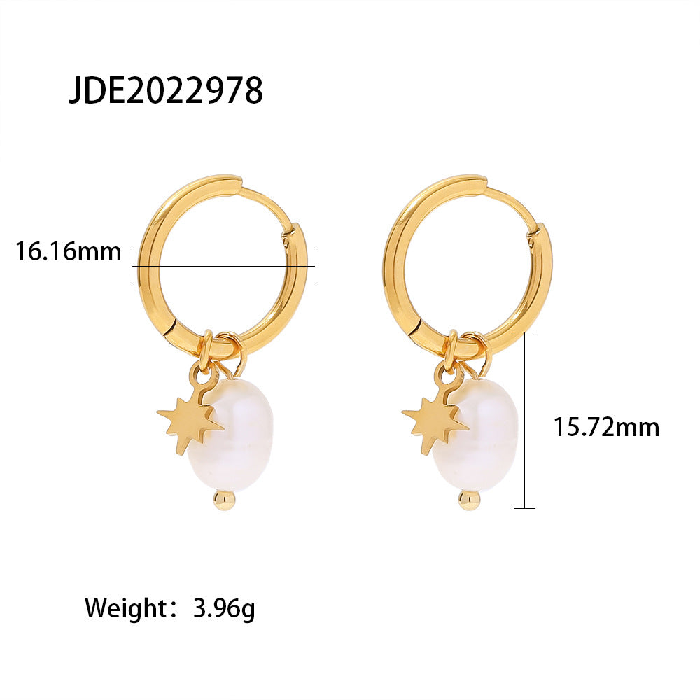 European and American Star Pendant Stainless Steel Earrings