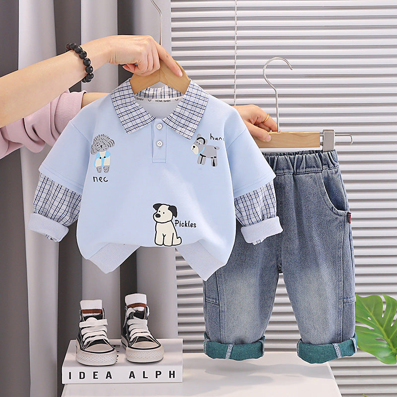 Sweatshirt fake two-piece set for baby children's clothing