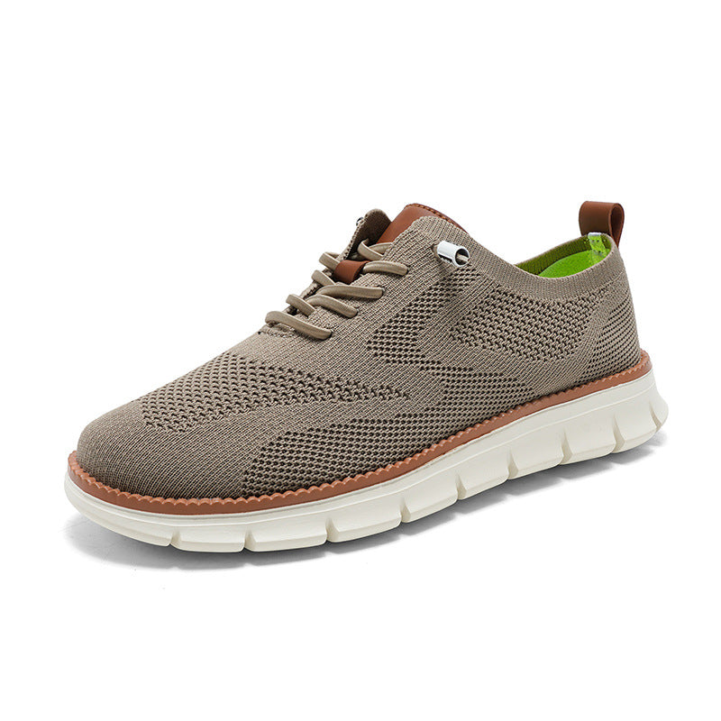 Lightweight lace up casual men's shoes breathable fly woven men's size