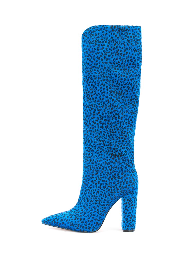 Zebra Pattern Knee High Boots Women Imitation Horse Hair Suede Boots 11 Cm Round Heel Boots Spring Autumn New Arrival High Boots