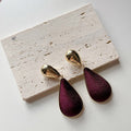 Retro velvet cloth water droplet mirror metal exaggerated earrings