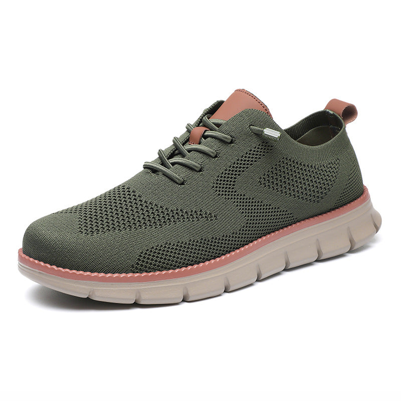 Lightweight lace up casual men's shoes breathable fly woven men's size