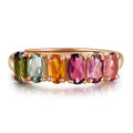 925 Sterling Silver Jewelry Natural Tourmaline Color Classic Row Ring Gem Jewelry
