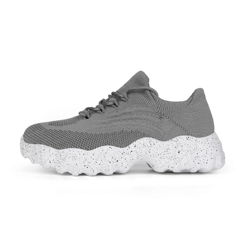 Daily Sporty Women's Shoes Cross-border New Summer Elevated Big Size Knitted Shoes Couple Style