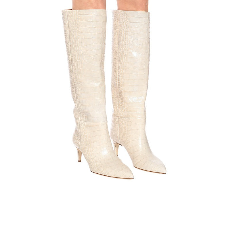 sexy high heels western boots fashion knee high boots women microfiber thin high heel long boots pointed toe autumn winter boots