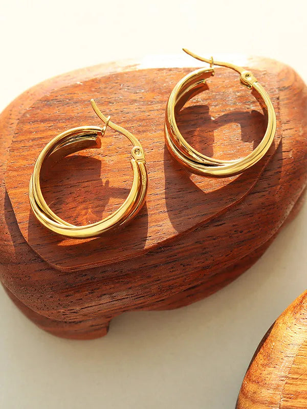Double U-shaped earrings with titanium personalized earrings for women