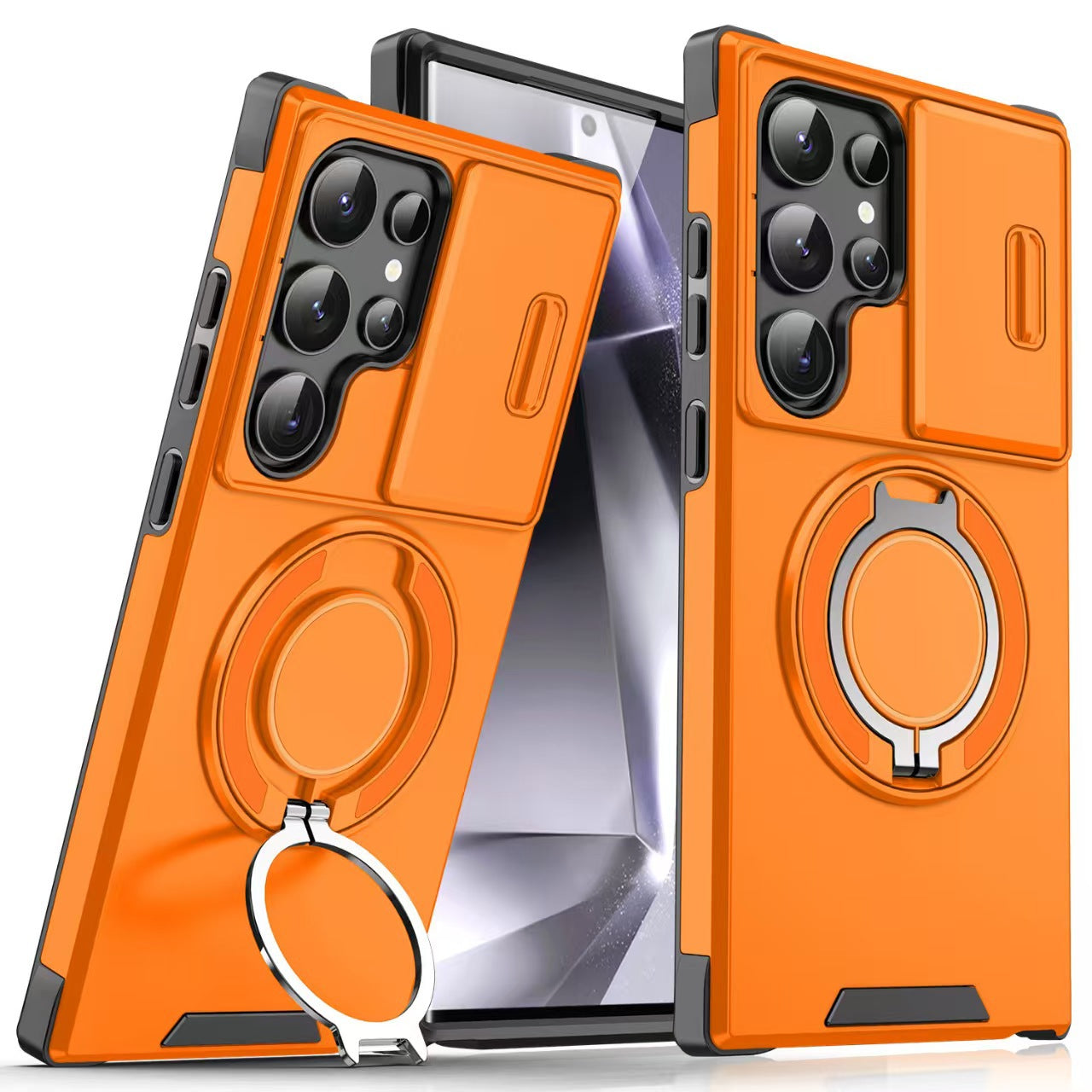 Samsung S26 Ultra Magnetic Rotating Car Mount Phone Case A17 Lens Flip Cover S25 Shockproof