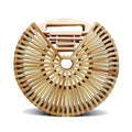 Handheld bamboo woven bag handcrafted woven bag retro hollow beach bag
