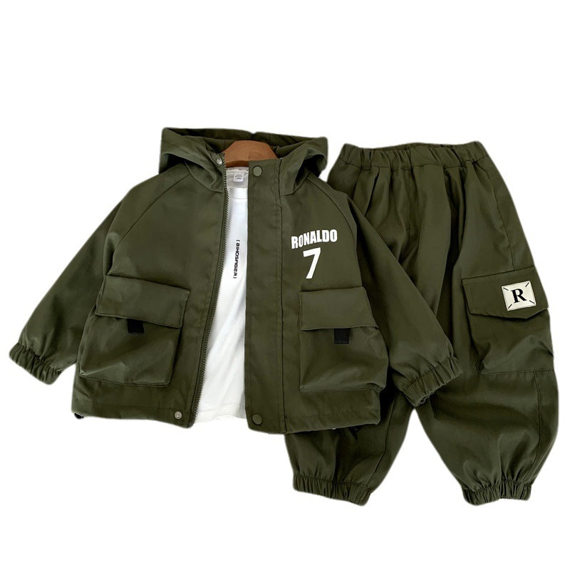Baby girl autumn coat hooded top set
