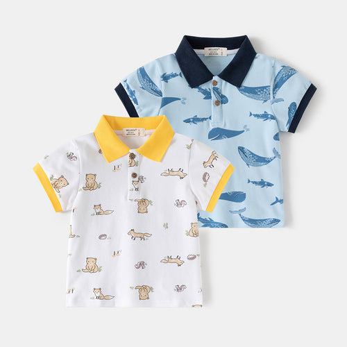Children's Flip Collar T-Shirt Short Sleeve Polo Shirt