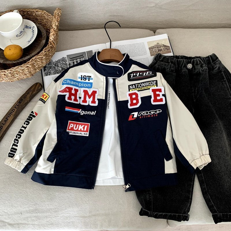 Boys' autumn color blocked baseball jersey