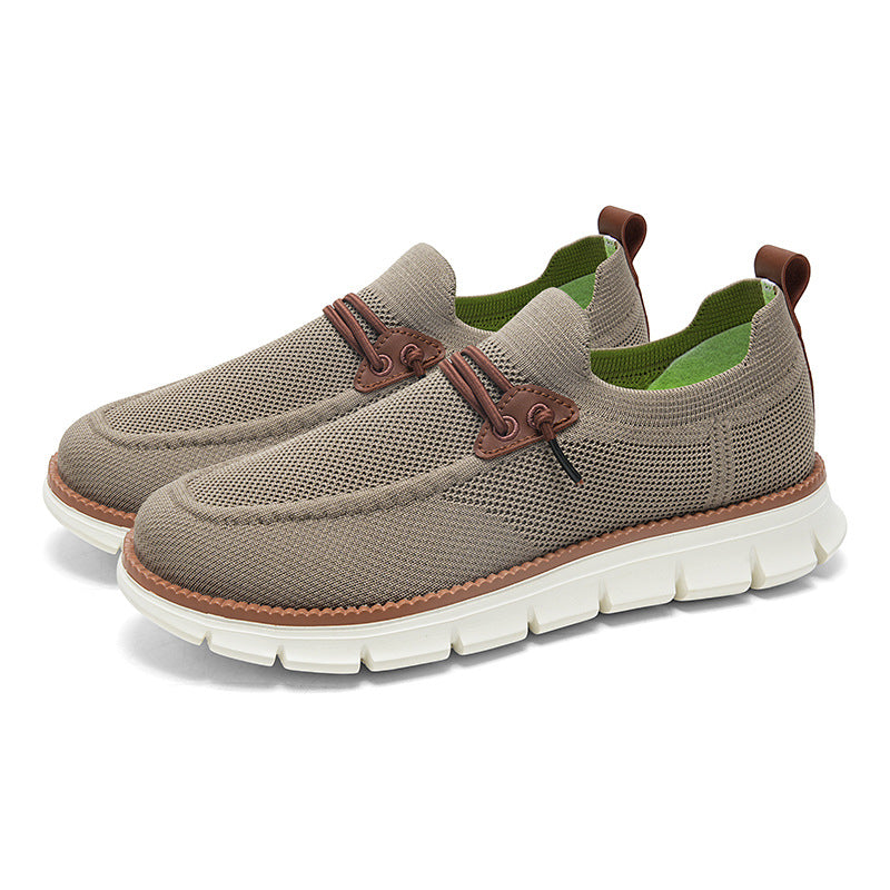 Lightweight lace up casual men's shoes breathable fly woven men's size