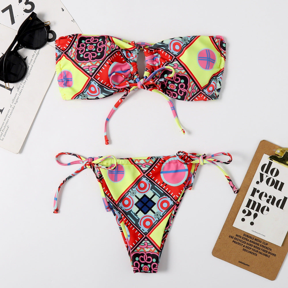 Split triangle bikini swimsuit