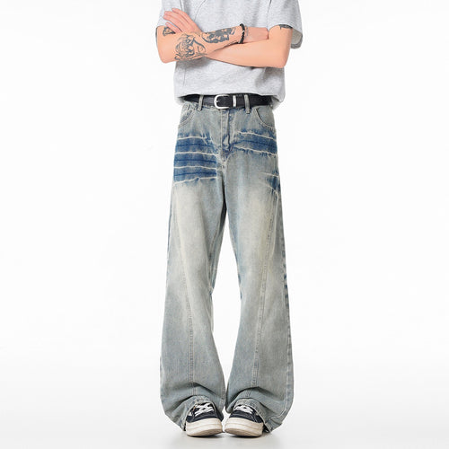 Cleanfit Light Blue Lightning Pattern Denim Pants