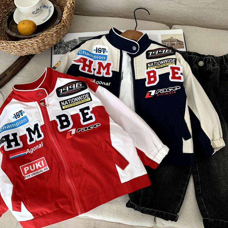 Boys' autumn color blocked baseball jersey