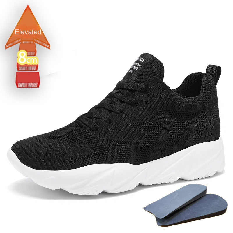 Height-Enhancing 8CM Men's Shoes, Sports Shoes, Spring and Summer Mesh Casual Shoes, Trendy Shoes, Soft Sole Travel Shoes, Student Running Shoes for Men