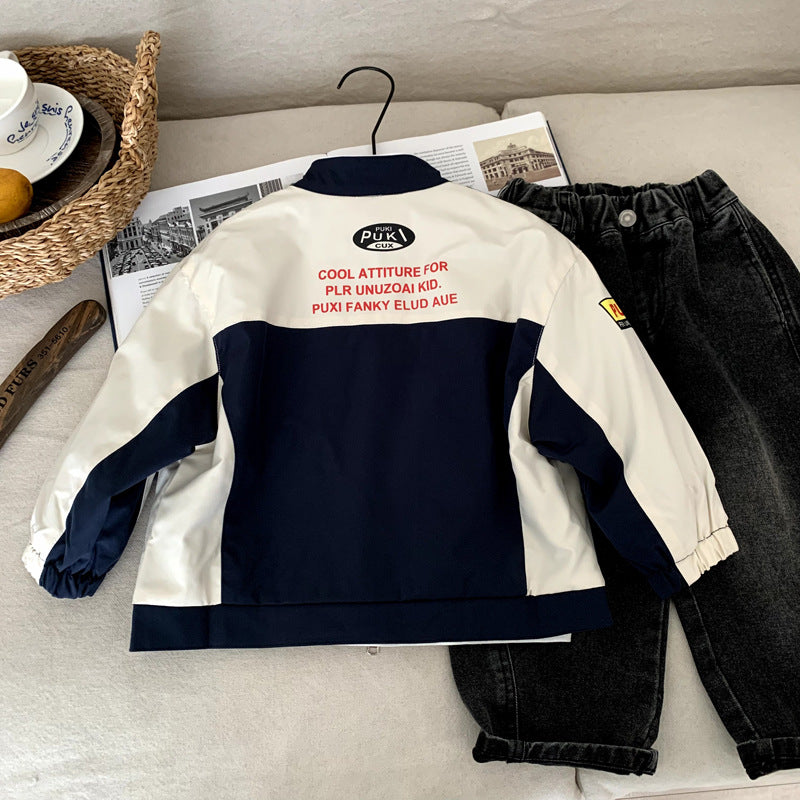 Boys' autumn color blocked baseball jersey