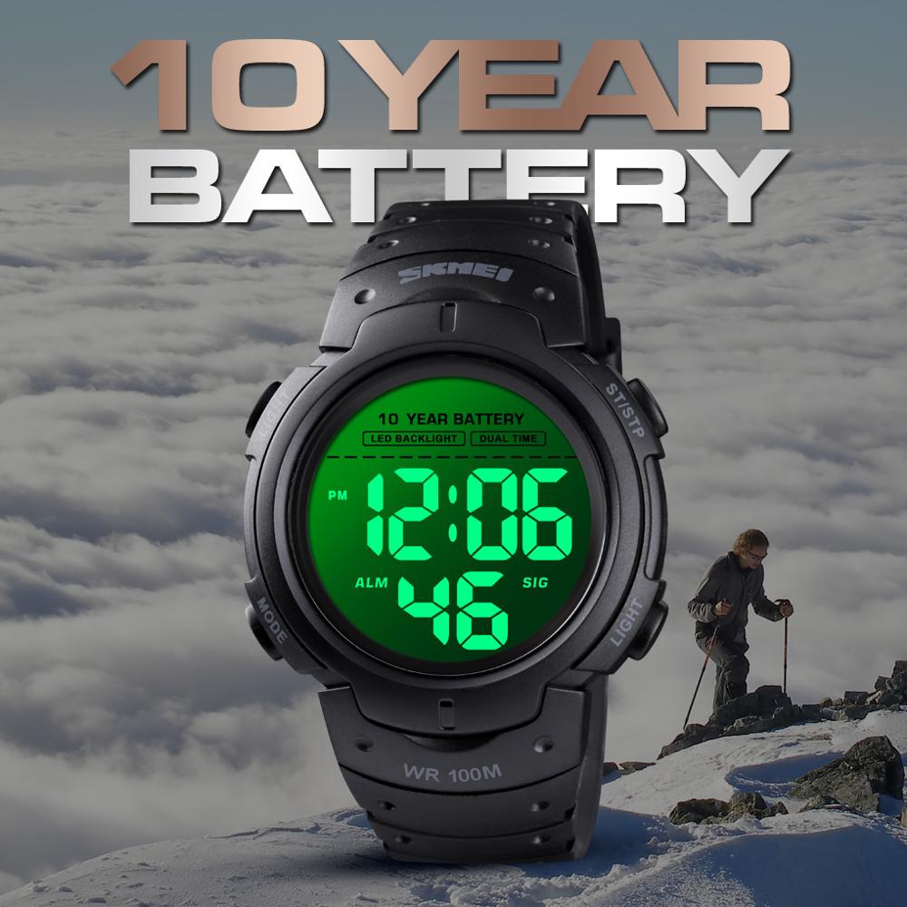 SKMEI 10 Years Battery Men's Watch 100M Waterproof Alarm Clock Sport Watches LED Digital Man Wrist Watch relogio masculino 1560