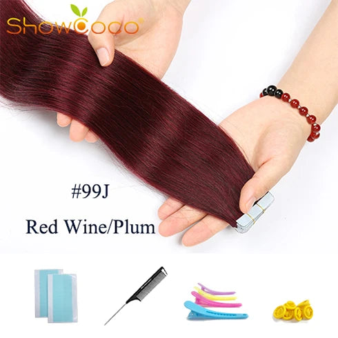 Tape In Hair Extensions 100% Human Hair 12"-24" Adhesive Replaceable Seamless Skin Weft Tape 20/40pcs Straight Hair For Women
