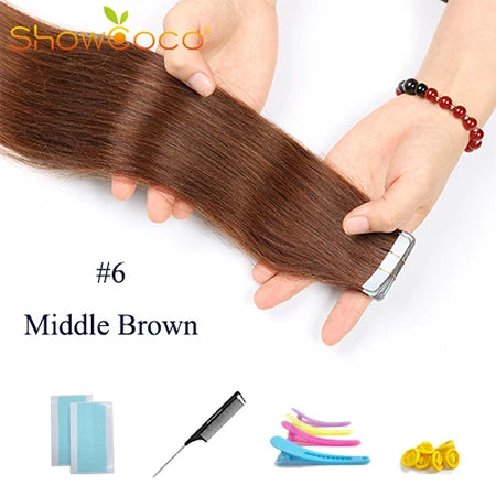 Tape In Hair Extensions 100% Human Hair 12"-24" Adhesive Replaceable Seamless Skin Weft Tape 20/40pcs Straight Hair For Women