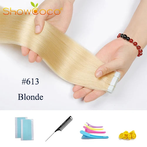 Tape In Hair Extensions 100% Human Hair 12"-24" Adhesive Replaceable Seamless Skin Weft Tape 20/40pcs Straight Hair For Women
