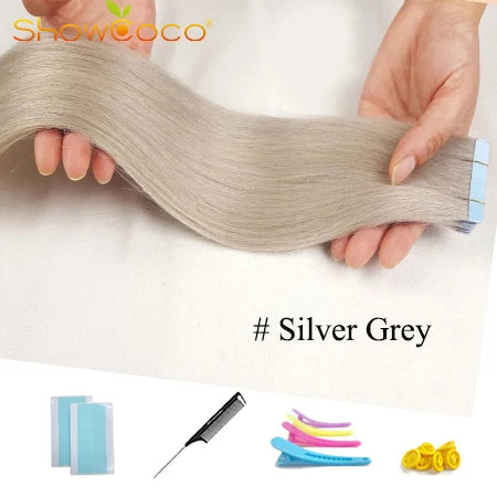 Tape In Hair Extensions 100% Human Hair 12"-24" Adhesive Replaceable Seamless Skin Weft Tape 20/40pcs Straight Hair For Women