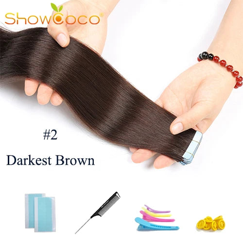 Tape In Hair Extensions 100% Human Hair 12"-24" Adhesive Replaceable Seamless Skin Weft Tape 20/40pcs Straight Hair For Women