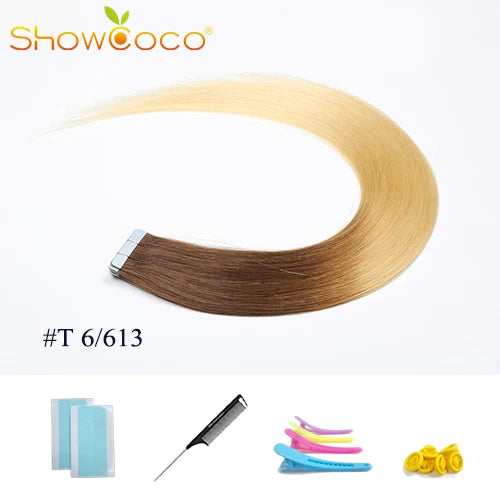 Tape In Hair Extensions 100% Human Hair 12"-24" Adhesive Replaceable Seamless Skin Weft Tape 20/40pcs Straight Hair For Women