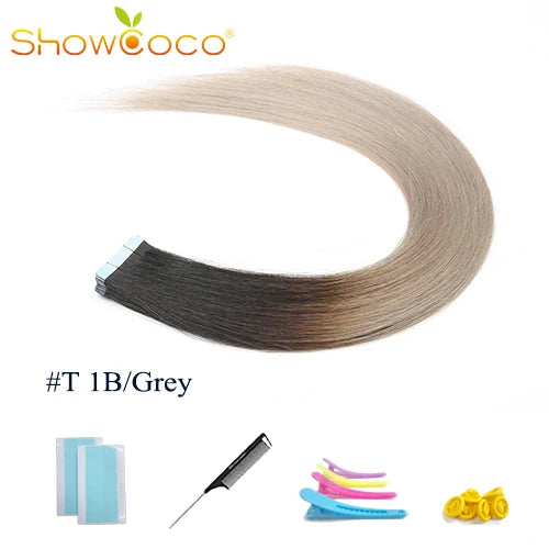 Tape In Hair Extensions 100% Human Hair 12"-24" Adhesive Replaceable Seamless Skin Weft Tape 20/40pcs Straight Hair For Women
