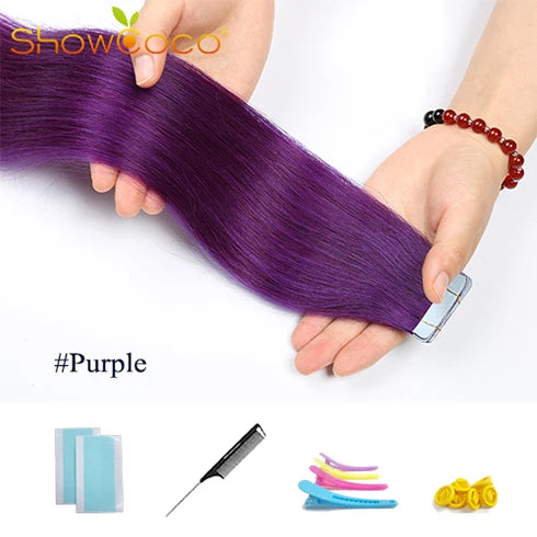 Tape In Hair Extensions 100% Human Hair 12"-24" Adhesive Replaceable Seamless Skin Weft Tape 20/40pcs Straight Hair For Women