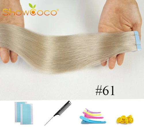 Tape In Hair Extensions 100% Human Hair 12"-24" Adhesive Replaceable Seamless Skin Weft Tape 20/40pcs Straight Hair For Women