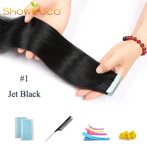 Tape In Hair Extensions 100% Human Hair 12"-24" Adhesive Replaceable Seamless Skin Weft Tape 20/40pcs Straight Hair For Women