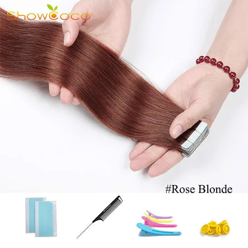 Tape In Hair Extensions 100% Human Hair 12"-24" Adhesive Replaceable Seamless Skin Weft Tape 20/40pcs Straight Hair For Women