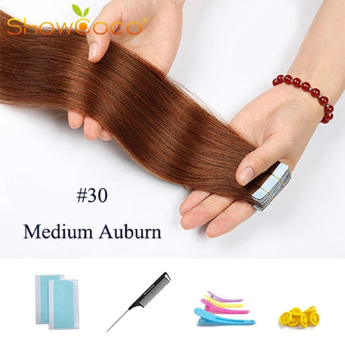 Tape In Hair Extensions 100% Human Hair 12"-24" Adhesive Replaceable Seamless Skin Weft Tape 20/40pcs Straight Hair For Women