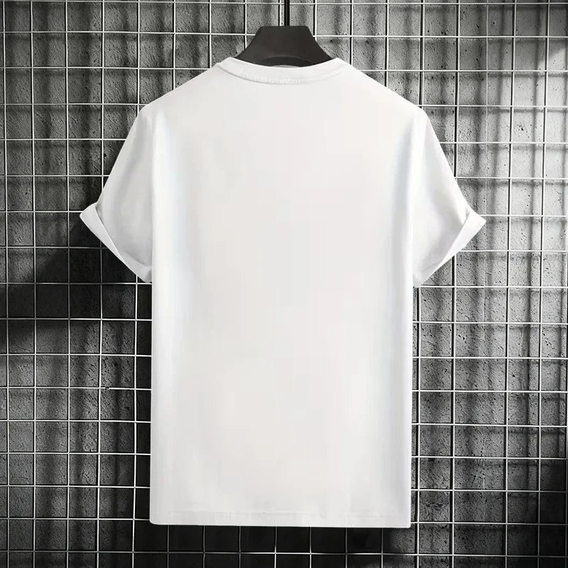 Men's T-shirt High Quality 100% Cotton Round Neck Short Sleeve Classic Black White Pure Color Tees Spring Summer Casual Cool Top