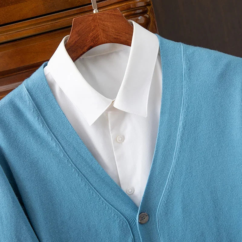 Sweater Cardigan Business Casual Classic V-neck Solid Color
