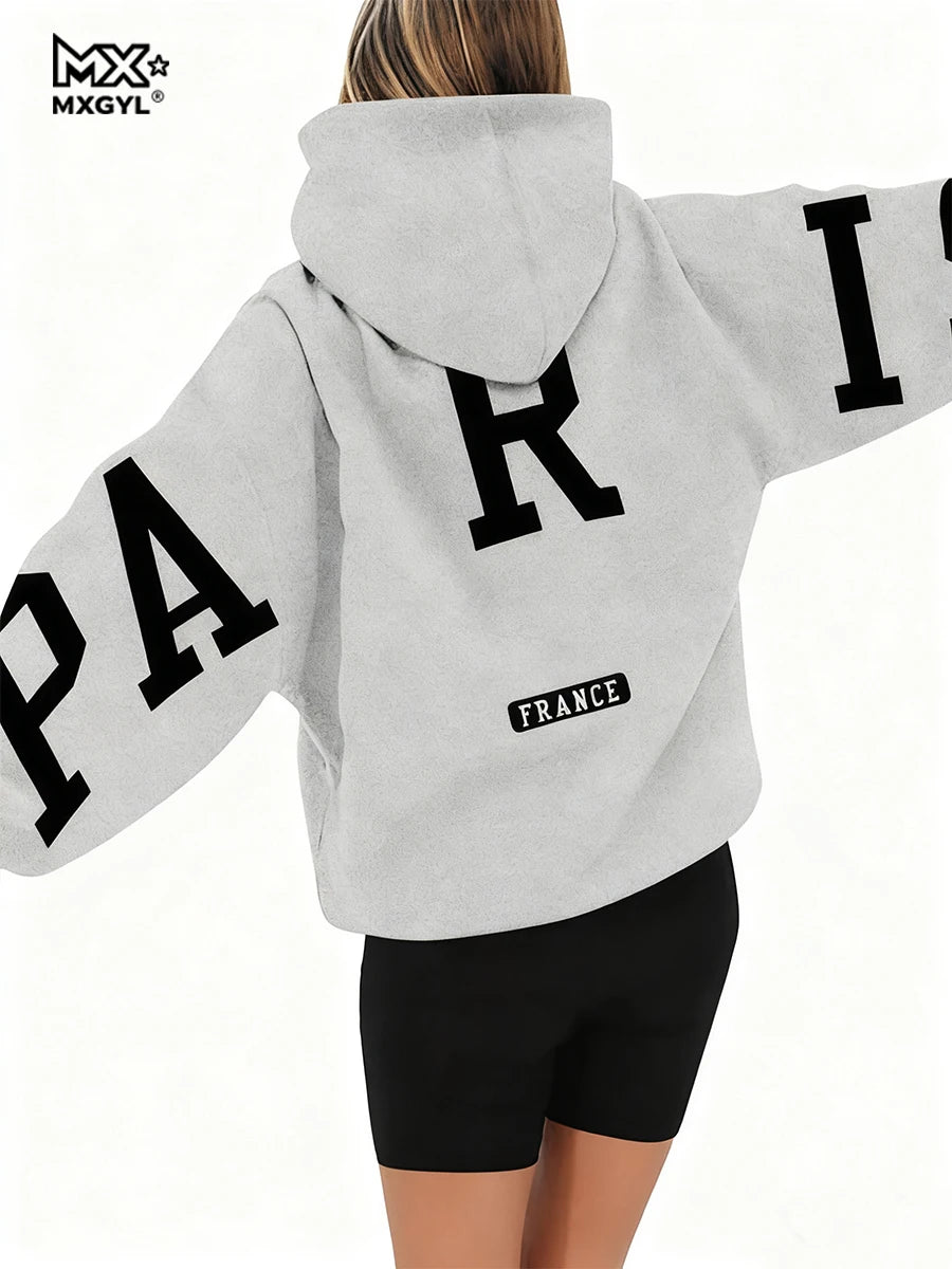 Loose Casual Pullover Hoodie Sweatshirt Coat Printed Letter Pattern High Street