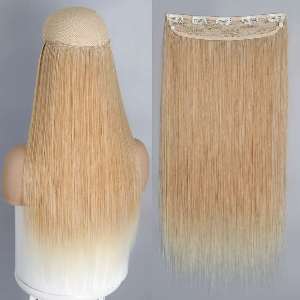 MERISIHAIR Synthetic 5 Clip In Hair Extensions Long Straight Hairstyle Hairpiece Black Brown Blonde 80CM Fake Hair