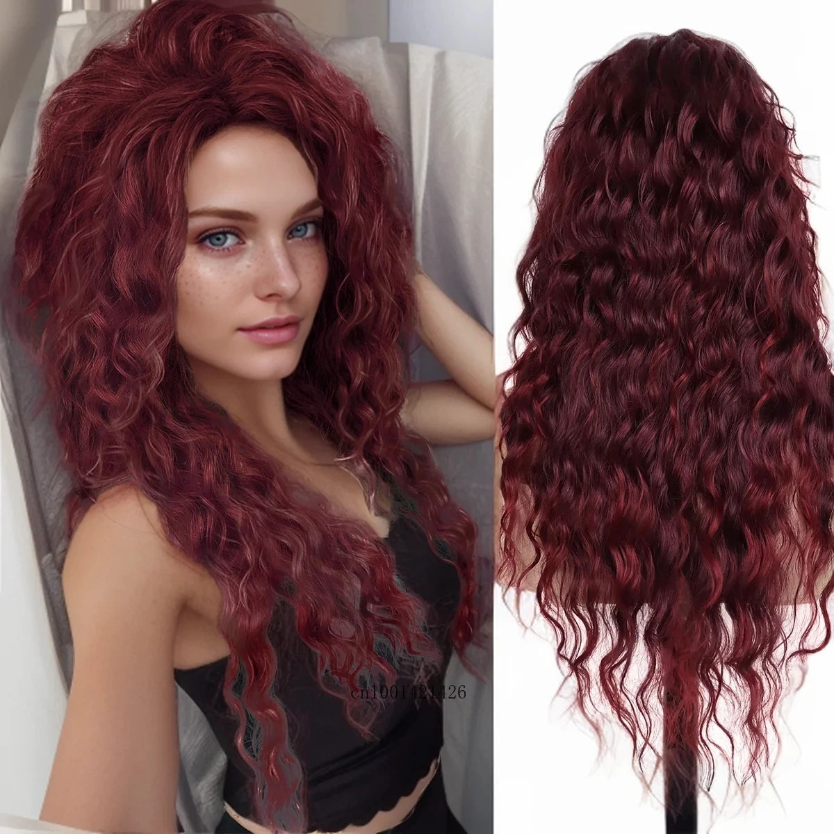 Wig Synthetic Long Curly Hair Wigs for Women Fluffy Wave Ombre